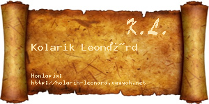 Kolarik Leonárd névjegykártya