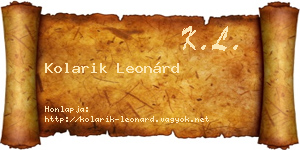 Kolarik Leonárd névjegykártya