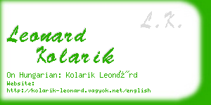 leonard kolarik business card